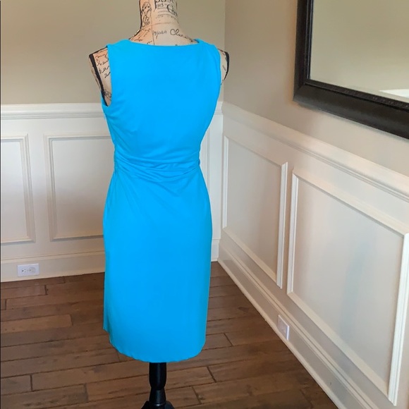 NWOT Talbots Ruched Blue High Low Midi Dress - Picture 5 of 8